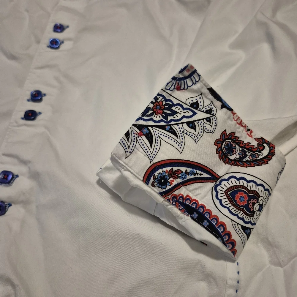 Elegant White Dress Shirt with Blue Details - Picture 4 of 6